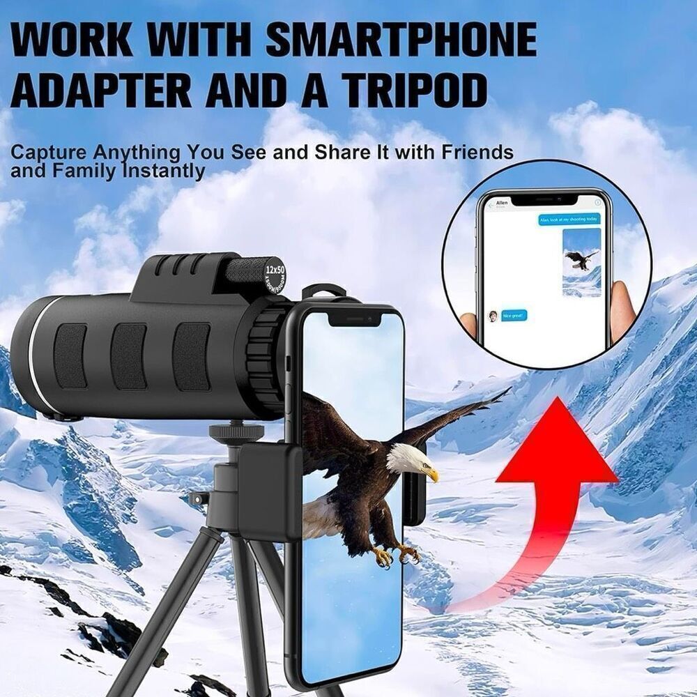 40x60 Monocular Telescope Smartphone Adapter High Powered BAK4 Prism FMC Monocul - Picture 7 of 7